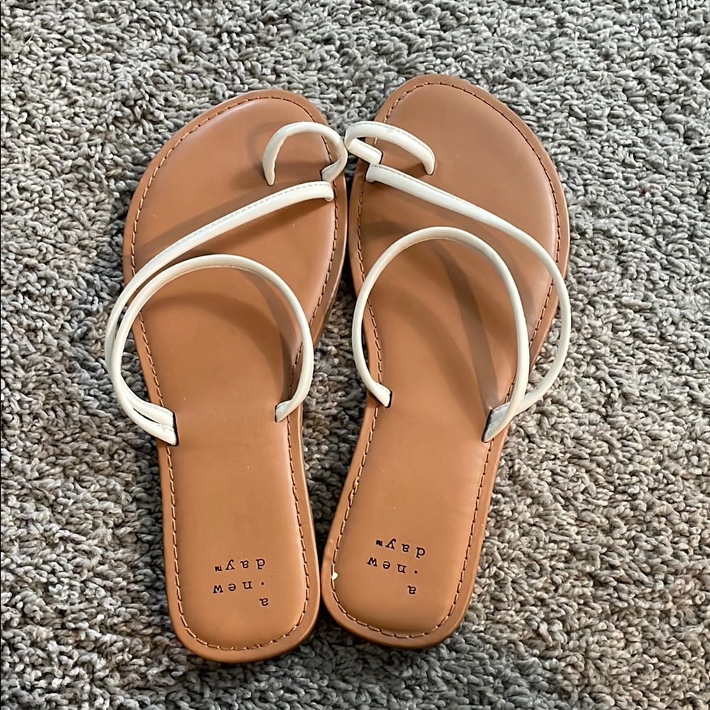Women's Tan and White Sandals